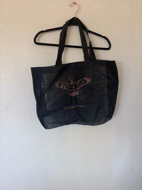 Freebird Reusable Burlap Jute Tote Bag Black Shoulder Strap